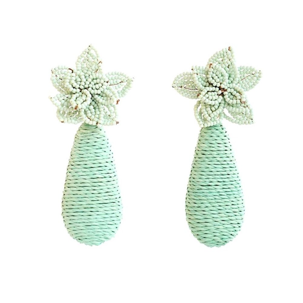 Floral Blue beaded Earrings